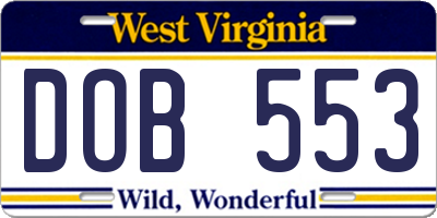 WV license plate DOB553