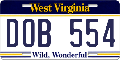 WV license plate DOB554