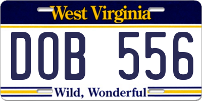 WV license plate DOB556