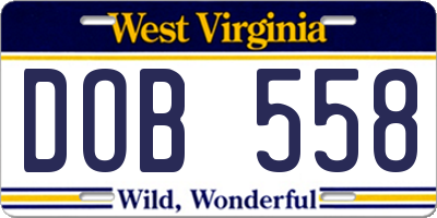 WV license plate DOB558