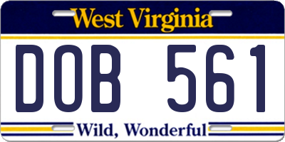 WV license plate DOB561