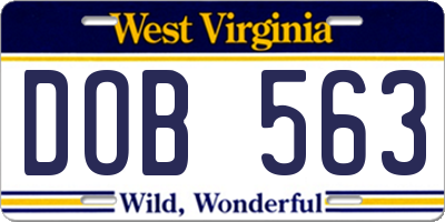 WV license plate DOB563