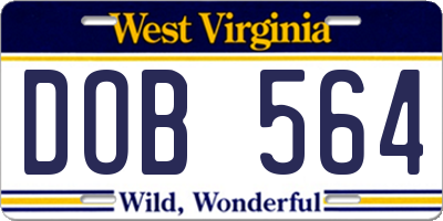 WV license plate DOB564