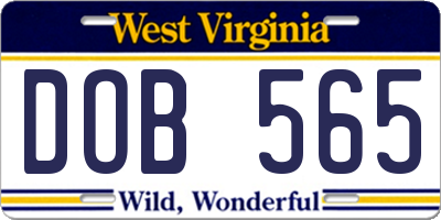WV license plate DOB565