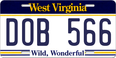 WV license plate DOB566