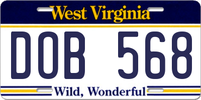 WV license plate DOB568