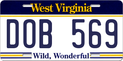 WV license plate DOB569