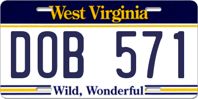 WV license plate DOB571
