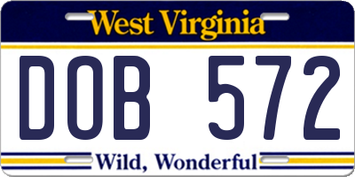 WV license plate DOB572
