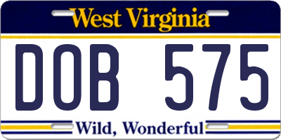 WV license plate DOB575