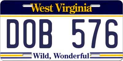WV license plate DOB576