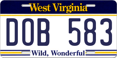 WV license plate DOB583