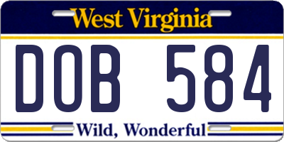 WV license plate DOB584