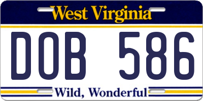 WV license plate DOB586
