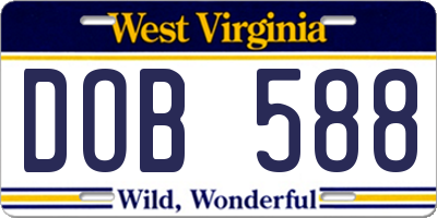 WV license plate DOB588