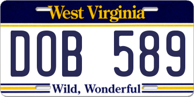 WV license plate DOB589