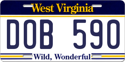WV license plate DOB590
