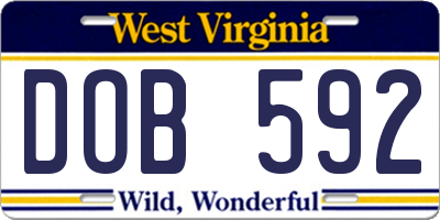 WV license plate DOB592
