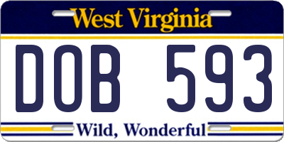 WV license plate DOB593