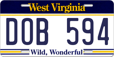 WV license plate DOB594
