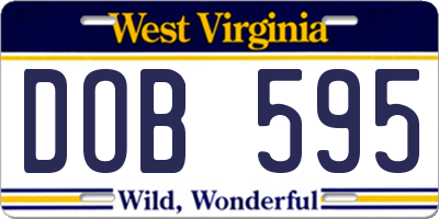 WV license plate DOB595