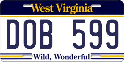 WV license plate DOB599