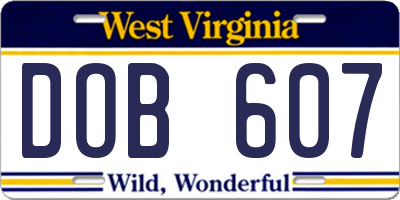 WV license plate DOB607
