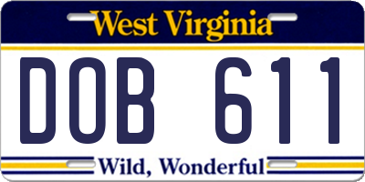 WV license plate DOB611