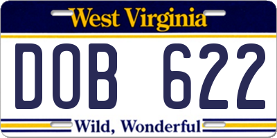 WV license plate DOB622