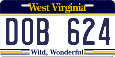 WV license plate DOB624