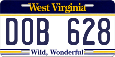 WV license plate DOB628