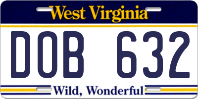 WV license plate DOB632