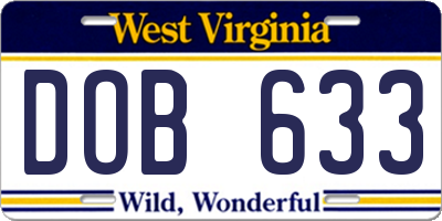 WV license plate DOB633