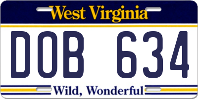 WV license plate DOB634