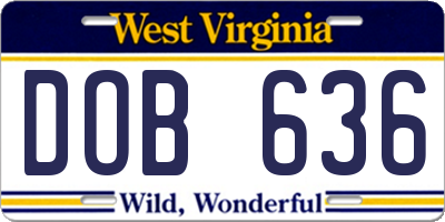 WV license plate DOB636