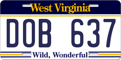 WV license plate DOB637