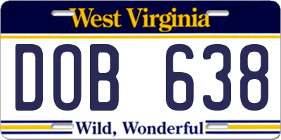WV license plate DOB638