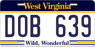 WV license plate DOB639