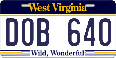 WV license plate DOB640