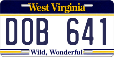 WV license plate DOB641
