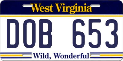 WV license plate DOB653