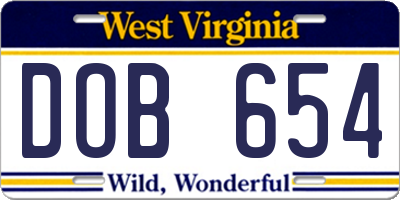 WV license plate DOB654