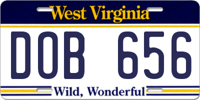 WV license plate DOB656