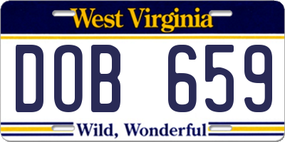 WV license plate DOB659