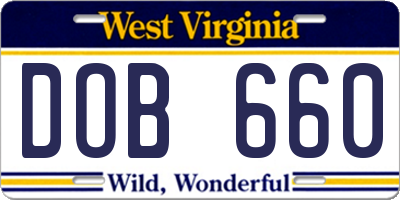 WV license plate DOB660