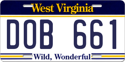 WV license plate DOB661