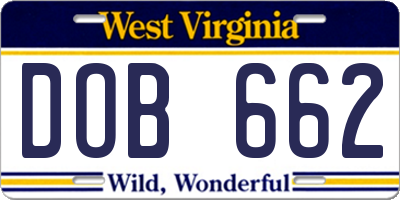 WV license plate DOB662