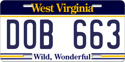 WV license plate DOB663