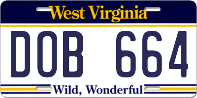 WV license plate DOB664