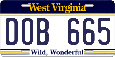 WV license plate DOB665